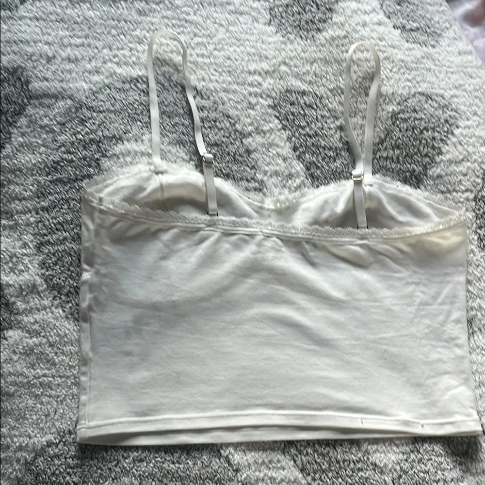 White Brandy Melville Lace-Trimmed Camisole Top - Picture 3 of 3